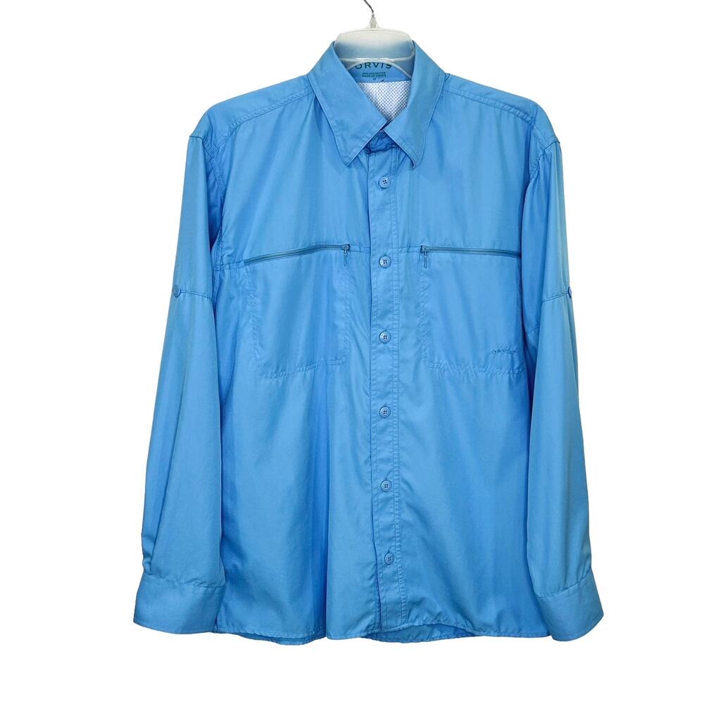 Orvis Performance Blue Fishing Shirt Vented Roll Up Sleeves Lightweight Medium